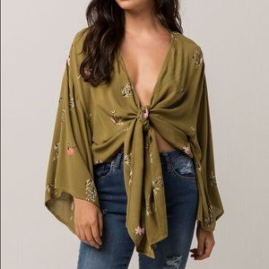 Knot Yours Billabong Green Wrap Top Size S